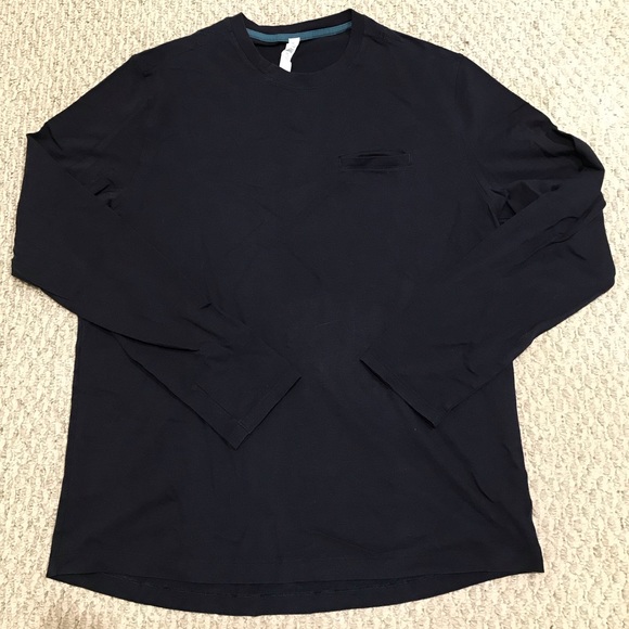 Lululemon Mens L/S Pocket Tee (Black) - Picture 1 of 3